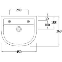 SanCeram Chartham 450 2TH wall hung wash basin