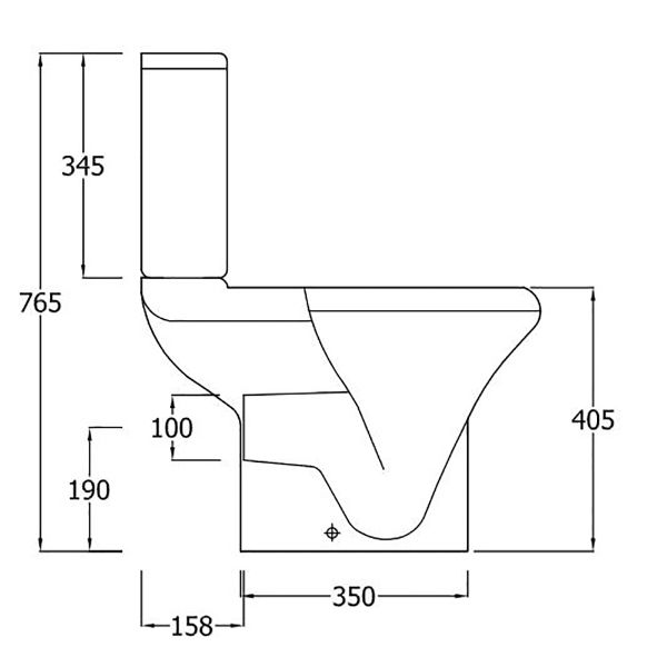 The Sanitaryware Company - Chartham close coupled toilet pack with dual flush push button, soft close seat and cover. Technical Drawing