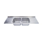 SanCeram Commercial Double Sink and Double Drainer Top - The Sanitaryware Company