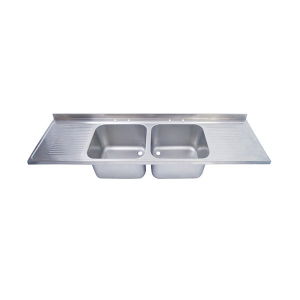 SanCeram Commercial Double Sink and Double Drainer Top - The Sanitaryware Company