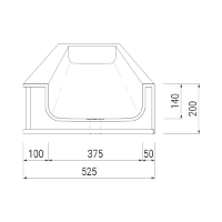 T3 Flat Bottom Thermoformed Solid Surface Wash Trough with Tap Deck - Technical Drawing