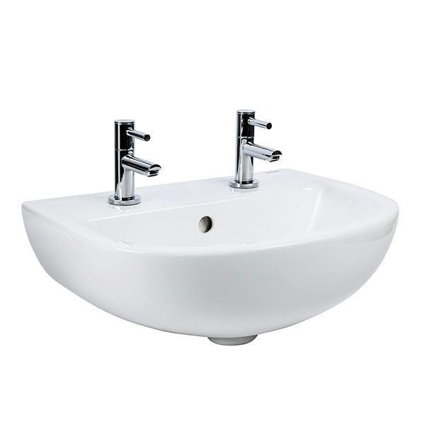 SanCeram Chartham 450 2TH modern wall hung wash basin - CHWB103