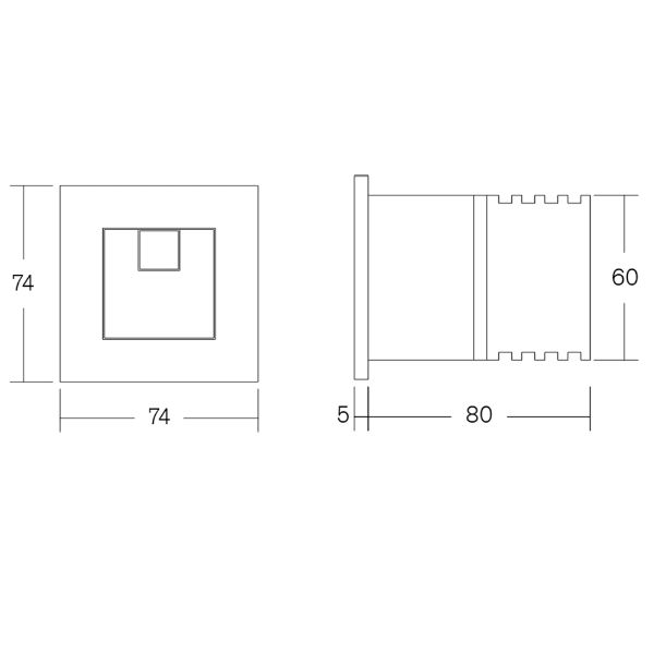 Thomas Dudley Miniflo concealed cistern with square button – technical drawing, The Sanitaryware Company