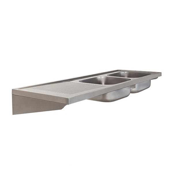 SanCeram Healthcare Double Sink and Drainer Top STC - The Sanitaryware Company