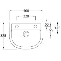 SanCeram Shenley 400 semi-recessed vanity basin with two tap holes