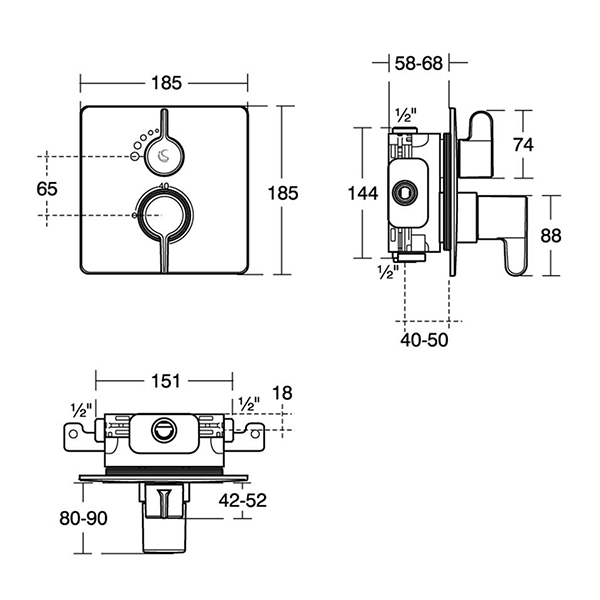 FREEDOM BI THERMOSTATIC SHOWER MIXER WIT