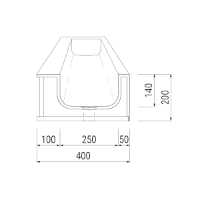 T3S Slim Flat Bottom Thermoformed Solid Surface Wash Trough with Tap Deck - Technical Drawings