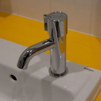 SanCeram Basin Mounted Self-closing Mixer Tap at Cottenham Nursery