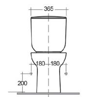 Chartham Beyond Rimless Close Coupled Toilet Pack - CHWC123 front elovation dims