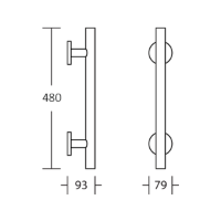 Contemporary Chrome Grab Rail - 480mm Technical Image