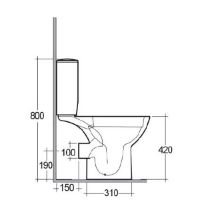 Chartham Beyond Rimless Close Coupled Toilet Pack - CHWC123 side elovation dims