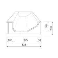 T1 Sloping Thermoformed Solid Surface Wash Trough with Tap Deck – Technical Drawing